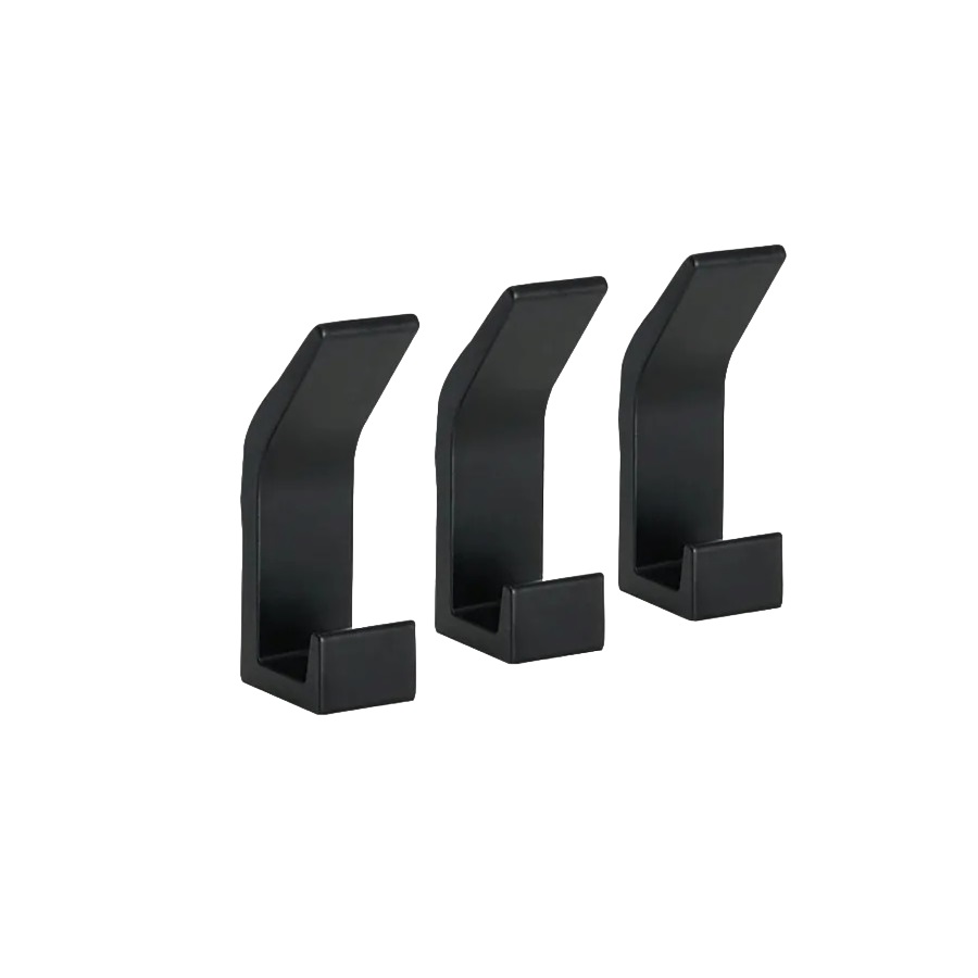 Крючки настенные универсальные алюминиевые 3 штуки под поклейку на поверхность клеем Черные