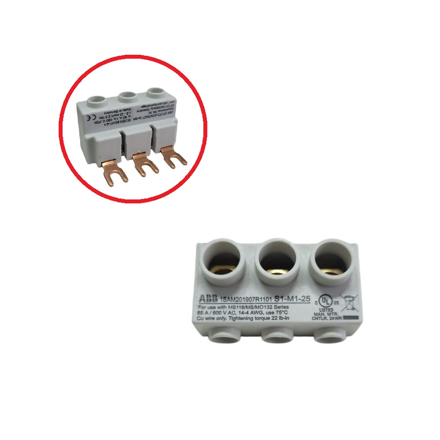 Колодка плоская S1-M1-25 для 3-фазного кабеля до 25мм2, 65А 1SAM201907R1101 ABB
