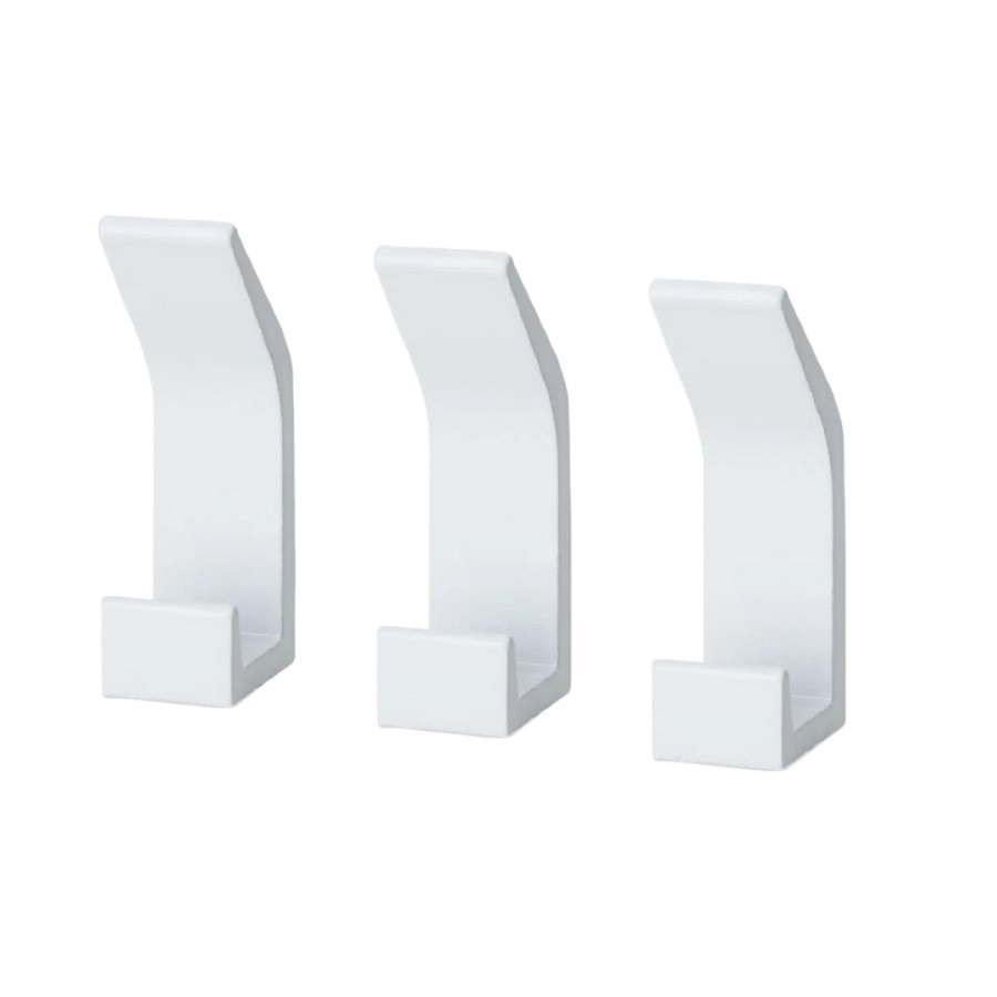 Крючки настенные универсальные алюминиевые 3 штуки под поклейку на поверхность клеем Белые