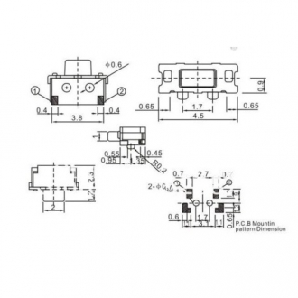 Кнопка тактовая для пультов авто сигнализаций (2x4x3.5)